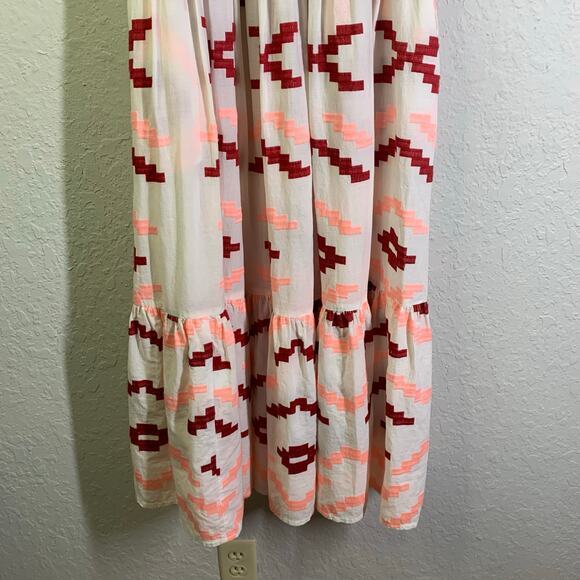 GREEK ARCHAIC KORI Dress Small‎ NWOT Midi Geometric Strap Embroidered Drop Waist - Picture 8 of 15